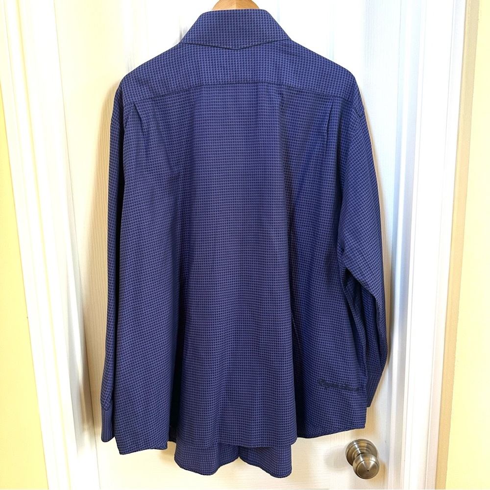 English Laundry Purple & Blue Checkered Cotton Long Sleeve Dress Shirt Sz 19 EUC - Picture 9 of 16